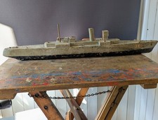 Vintage old Scratch Built Handpainted British Battleship With Character 