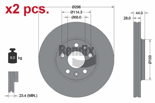 Pcs front brake disc rotos - x2,