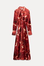 ZARA Printed Satin Midi Dress