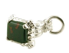 STERLING SILVER & BLOODSTONE SEAL FOB CHARM   