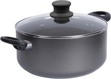28cm Large Saucepan with Glass Lid Aluminium Non-Stick Cooking Stock Pot