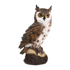 Resin Brown Owl Garden Ornament Statue Sculpture Figurine Outdoor Decor