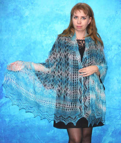 Turquoise hand knit scarf