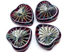 18MM LARGE CZECH GLASS HEART DROP BEADS - HOLE THROUGH - (2PCS)