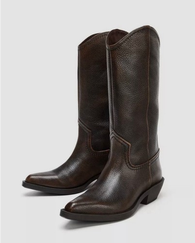 Zara leather boots - boots, cowboy