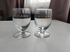 2x Ricard Pastis Gold Lettering Balloon Glass, 10cm, France