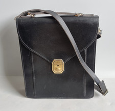 Vintage Black Leather Satchel Bag Handbag Messsenger Crossbody Unisex