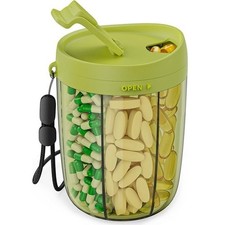Portable Pill Bottle Organizer Cute Pill Dispenser with 6 Large Compartments