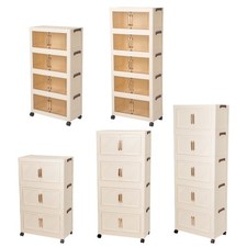 3/4/5 Tier Folding Storage Cabinet with Lid and Wheels Movable Storage Container