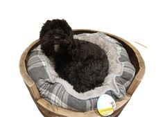 Oak Barrel Dog / Cat Bed - Pet Cat Puppy - Indoor or Outdoor Use Wooden Bed snug