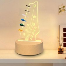 Light Up Guitar Pick Holder Wood Base Simple Acrylic Guitar Pick Storage Rack