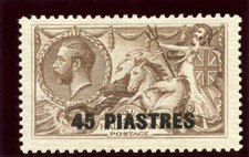 British Levant 1921 KGV 45pi on 2s6d MAJOR RE-ENTRY TO SHIELD var MLH. SG 48 var