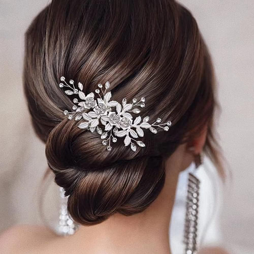 Silver fascinator wedding - silver, hair