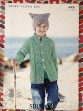 Sirdar Snuggly Tiny Tots D/K Cardigan & Hat Knitting Pattern 4497 2-13yrs