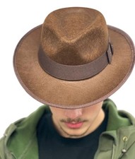Brown Explorer Hat Felt Fedora Jungle Safari Style Adults Fancy Dress Party Hat