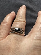 925  Sterling Silver Onyx  Ring -UK Size L