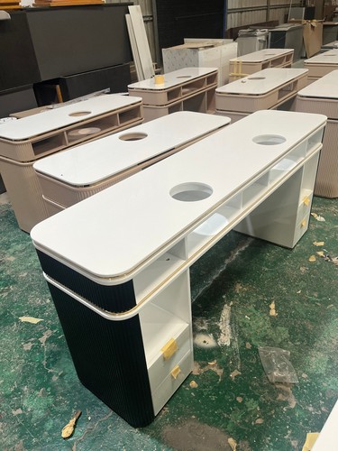 Double nail desk white - white, black