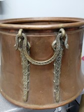 Vintage Copper and Brass Riveted Log Coal Bin Bucket