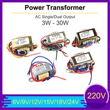 3W - 30W Power Transformer 220V Output 6V/9V/12V/15V/18V/24V AC Single/Dual Outp
