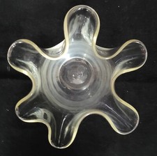 Vintage MCM handkerchief vase - clear glass - 13 cm