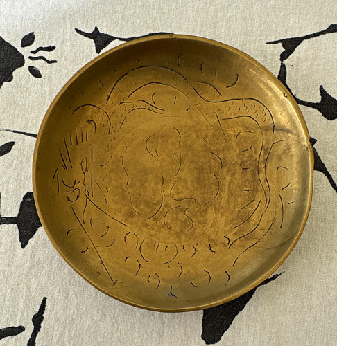 Brass tableware dish plate - brass,