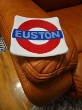 Decorative Glass London Underground Plate Euston Station Perfect Condition Rare