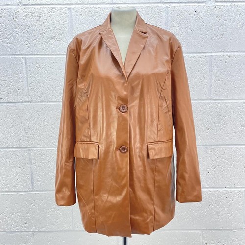 Plt faux leather brown coat - faux,