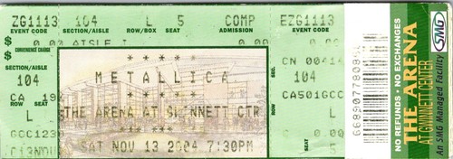 Metallica concert ticket - concert, nov
