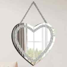 30cm Crystal Crushed Diamond Heart Shaped Wall Mirror/Hanging Chain/UK Seller