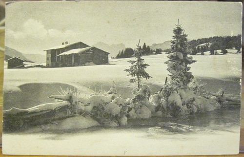 Vintage swiss postcard - swiss, chalet