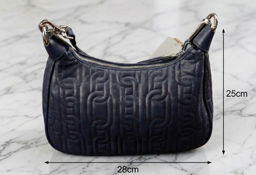 Leather bag navy blue - leather,