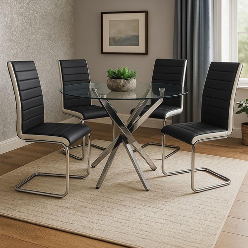Round glass dining - glass, set
