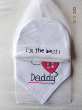 Newborn Baby I Love Daddy Bandana Bib & Hat White