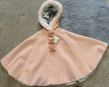 Girls Monsoon Pale Pink Faux Fur Hooded Cape Coat Size 2-3 years New with tags