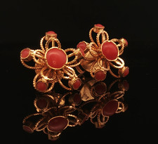 Exquisite 22ct Gold Coral Stud