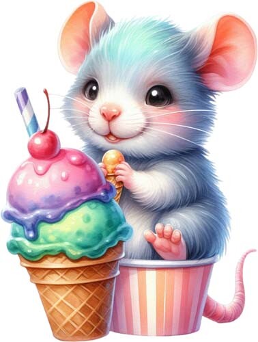 Mouse eating icecream wall - eating,
