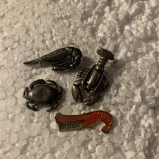 Job lot of 4 Fishmonger crustaceans fishing related related metal lapel pins