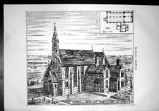 Antique Old Print Church Presbytery Nechells Green Birmingham View Plan 1874