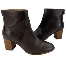 Crew Clothing Company Women's Casual Leather Brown Zip Heel Boots Used | UK 5.5