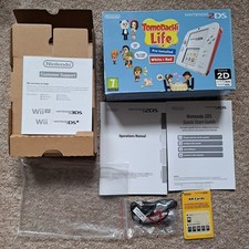 BOX ONLY Nintendo 2DS Console Tomodachi Life White Red Manuals Inserts AR Cards