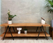 Industrial TV Stand Vintage Retro Media Cabinet Unit Large Rustic Wooden Shelf