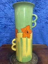 Rare EMPIRE Ivory Ware, Handcraft, 9'' Art Deco Tubular Ring Handled Vase c.1935