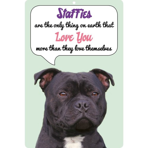 Black staffie dog - staffie, sign