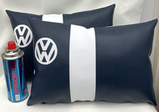 2 x Campervan Faux Leather Vw Navy CUSHIONS + Pads 42x 28cm vinyl Cheshire made