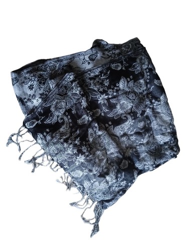 Black grey reversible floral - black,