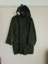 Barbour Gamefair C42 Coat Jacket Waxed Cotton Forest Green Hooded Vintage L / M