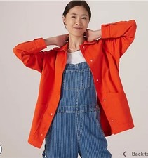 Denim & Co Cotton Twill Casual Jacket  Bright Orange Small 100% Cotton RRP £50