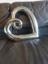 Silver Double Heart Ornament Decoration Gift Home Decor 21cm