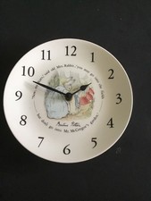 Wedgwood "Peter Rabbit" Beatrix Potter Nursery Wall Clock Plate 8” England- NWOT
