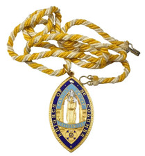 Vintage Knights Of St Columba Catholic Organisation Enamel Collar Jewel Medal